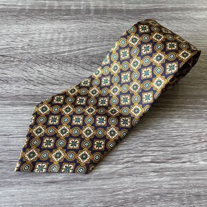 BOWRING ARUNDEL VTG Men's Necktie Made In England 100% Silk Tie Blue Gold Office